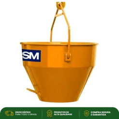 Caçamba Para Içamento 50 Litros Aço CSM Guincho de Coluna Concreto Areia
