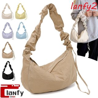 Bolsa De Ombro Plissada LANFY , Crossbody De Nylon Leve De Cor Sólida Bolinho De Lona De Grande Capacidade