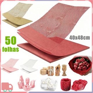 50 folhas de papel de embalagem em colmeia, papel kraft para flores, embalagem de presente ecológica, Expandir 44x53cm