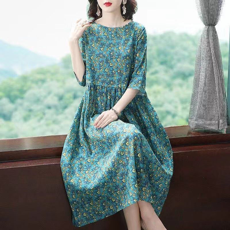 2026 verão novo estilo Floral Plus Size roupas femininas ampla senhora moda estilo de comprimento médio elegante redução