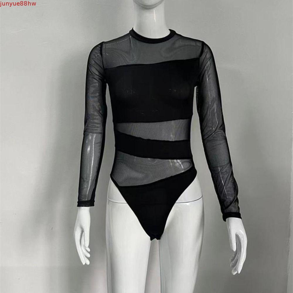 JUNYUE Macacão De Renda De Manga Comprida , Modelador Fino De Malha Sem Costura , Roupa Íntima Transparente Para Mulhere