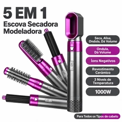 Escova Profissional Para Secador De Cabelo Com Ar Quente 5 Em 1 110V,Pente,Modelador,Aumenta Volume Janoclick