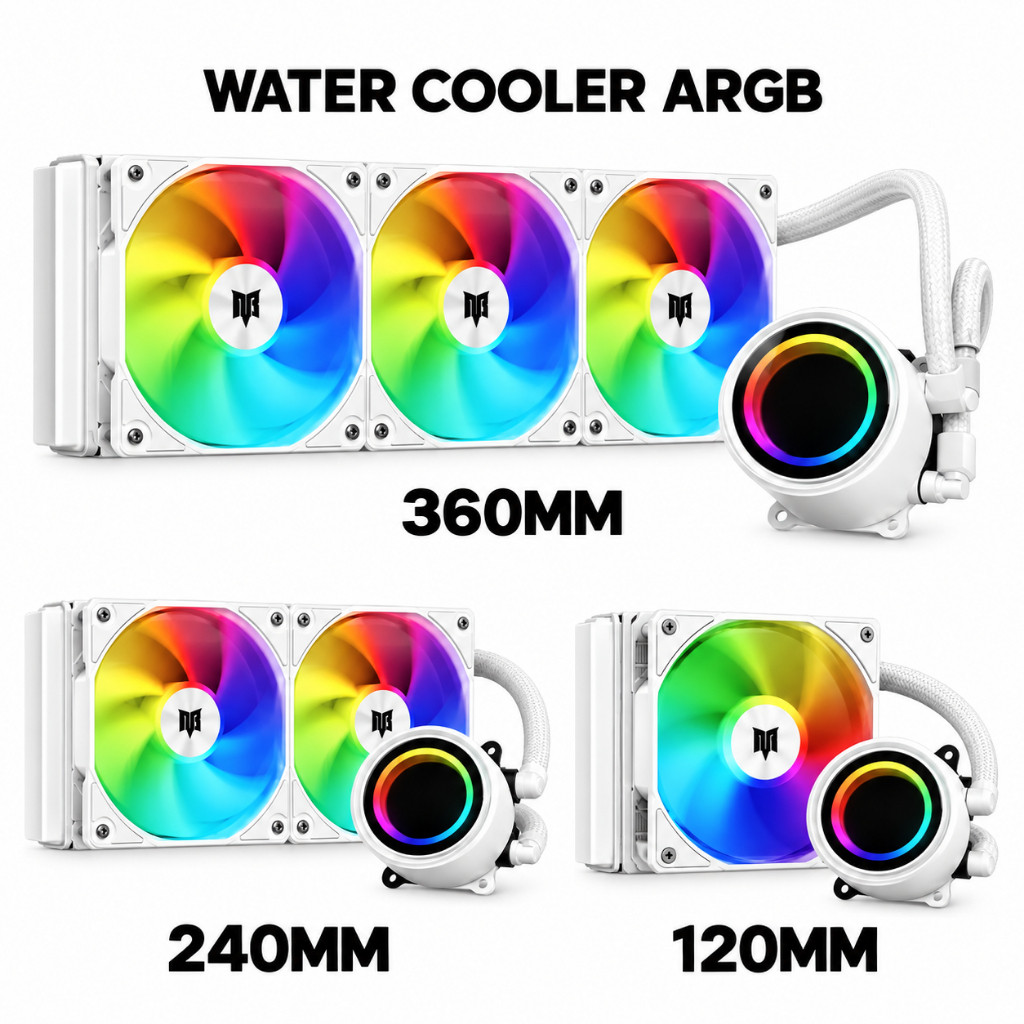 Water Cooler ARGB Branco Revenger 120mm 240mm 360mm com Fans RGB Gamer