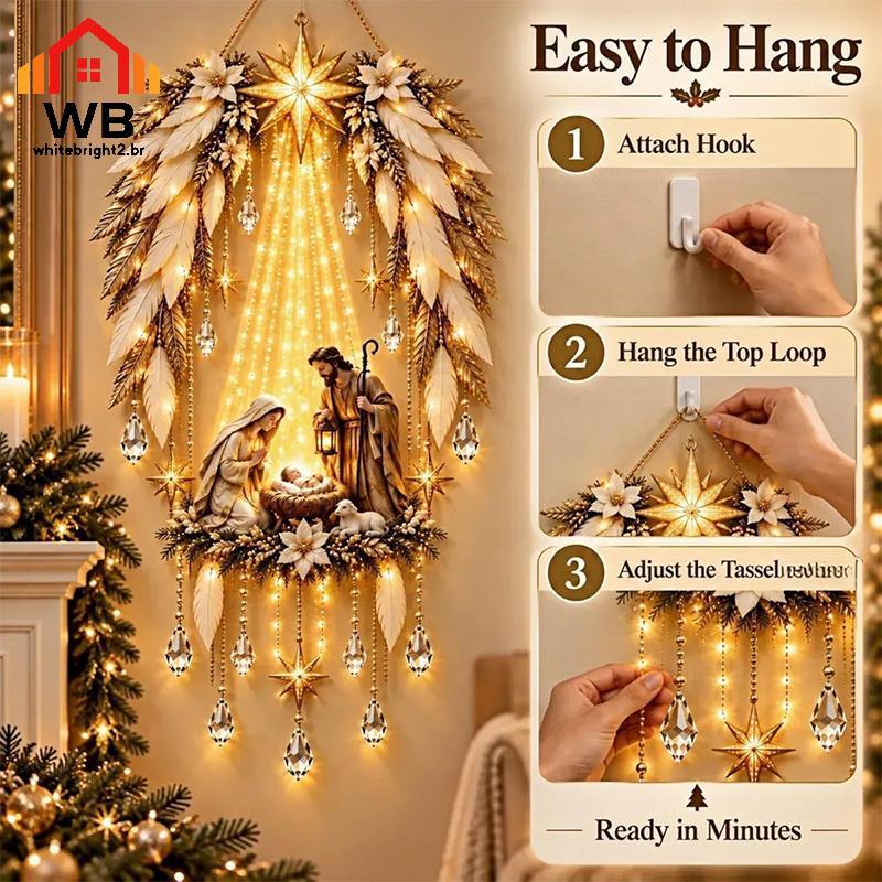 WBHG Natal Em Cascata LED Luz De Parede Quente Brilho Macio Fácil Instalação De Pasta Decoração De Férias Para Escada En