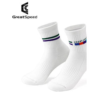 GreatSpeed meias de tênis francesas masculinas e femininas, casuais, cano médio, cintura média, meias esportivas, fundo 