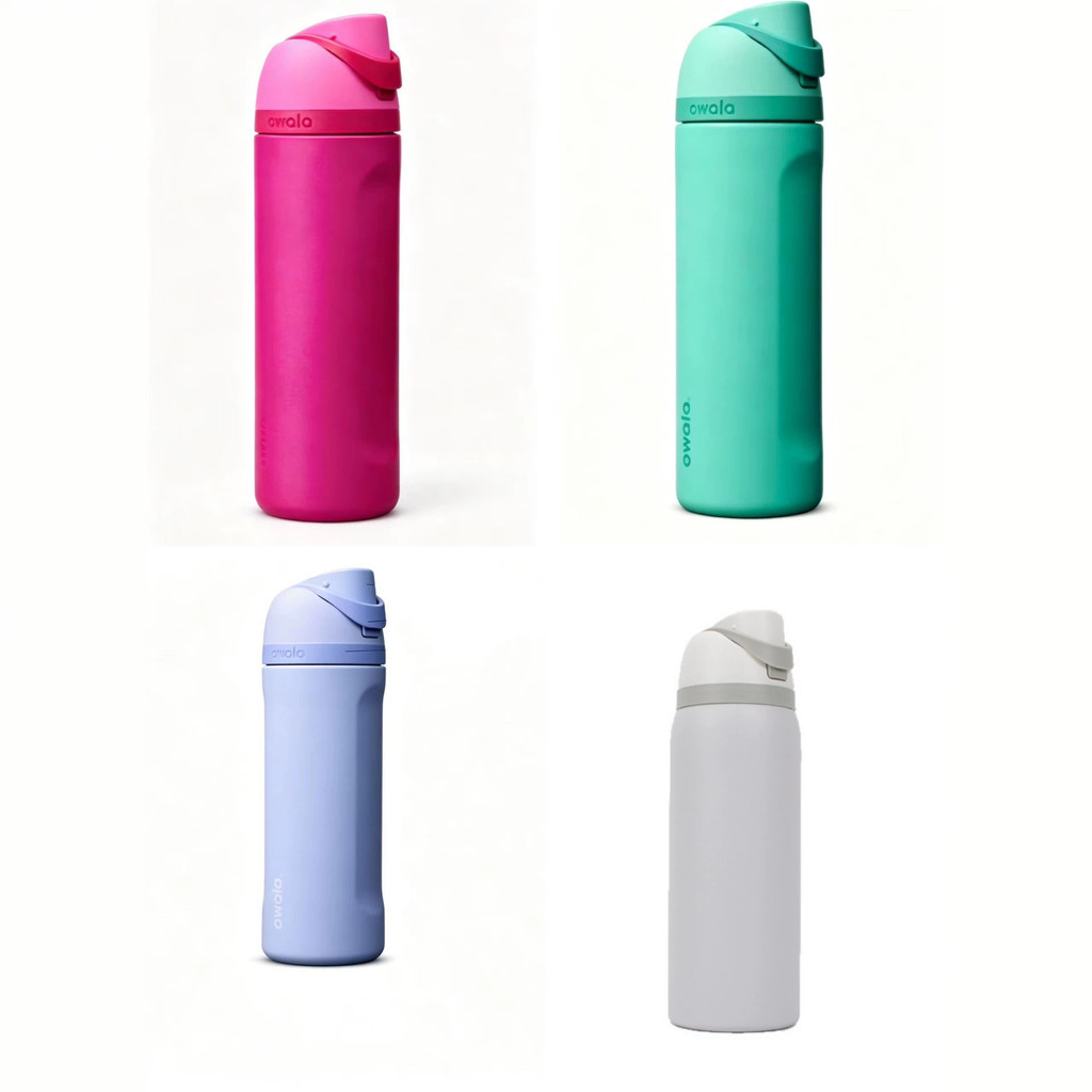 Novo produto pronto estoque owala novo estilo cor sólida copo térmico de aço inoxidável duplo canudo copo de água alça p