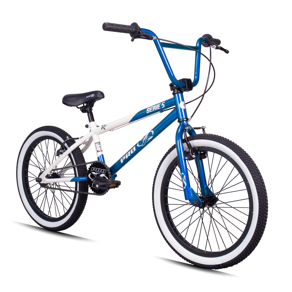 Bicicleta Bmx Aro 20 Retro ProX Serie 5 Pneu Balão Azul Branco