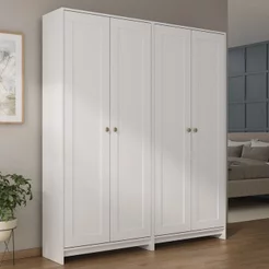 Conjunto Modulado de Armários Americano para Quarto 2 Peças Branco/Gelo