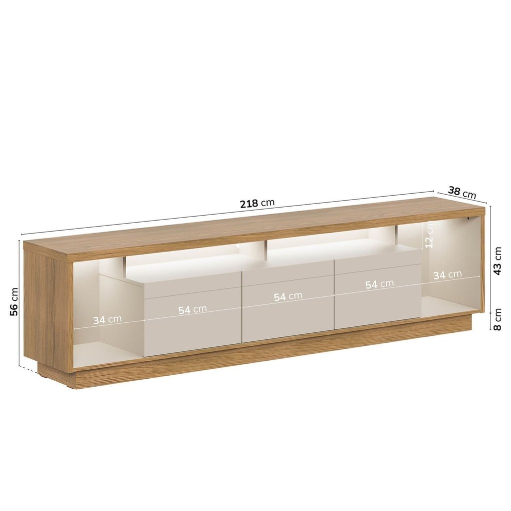 Rack para TV até 75 Polegadas com LED MDF 218cm 3 Portas Fita Cronos CabeCasa MadeiraOriginals Off White 218 · foto 2
