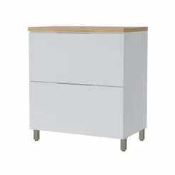 Balcão 1 Porta 1 Gaveta Marquesa 80cm 100% MDF Branco/Nature Branco/Nature