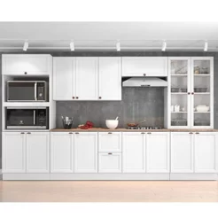 Cozinha Completa Modulada 6 Peças 15 Portas 2 Gavetas com Paneleiro Unna Yescasa Branco Branco