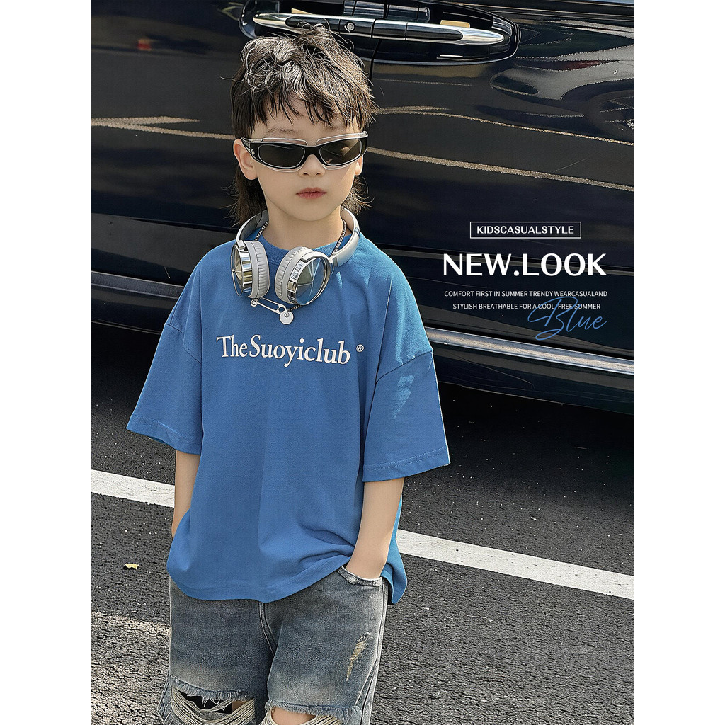 Meninos camiseta de manga curta 2026 verão novo estilo crianças puro algodão impresso versão coreana roupas infantis top