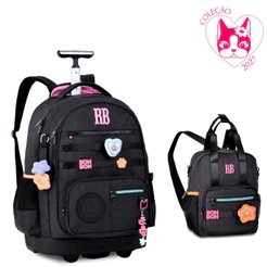 Kit Mochila de Rodinhas e Lancheira Plush Glitter Rebecca Bonbon