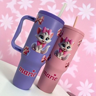 Copo com Canudo da Gata Marie 1200ml Em Policarbonato Personalizado + Brinde Envio Imediato ! em Oferta na Shopee