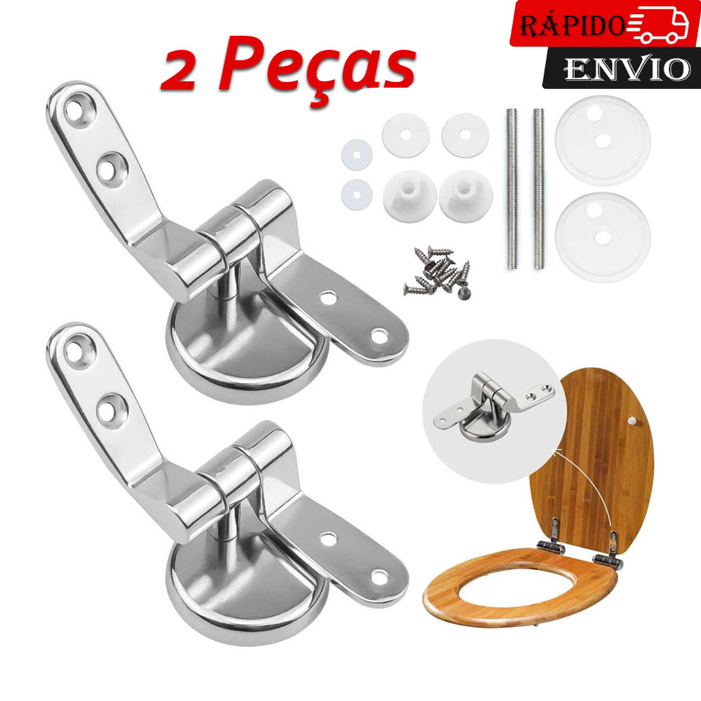 2pçs Dobradiças universais para assento de vaso sanitário dobradiças de cromado parafusos de assento de vaso sanitário