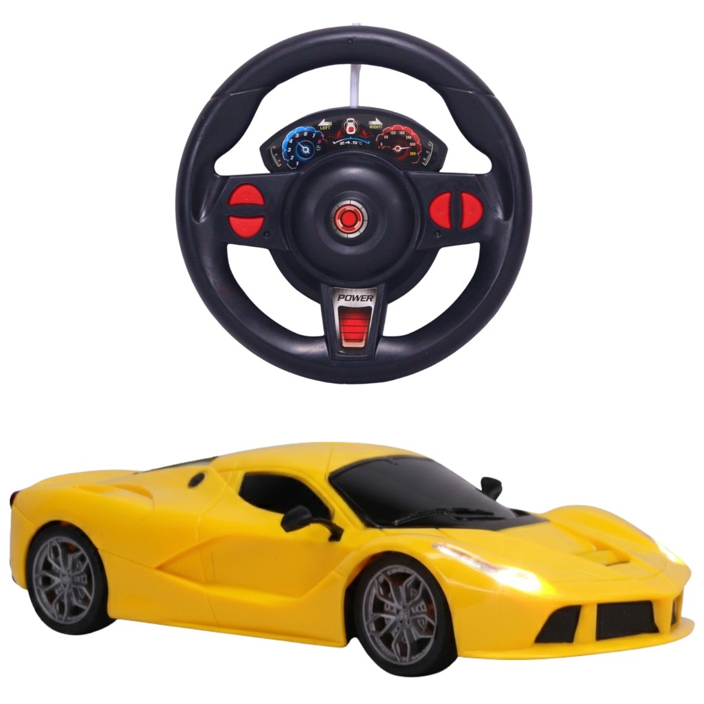 Carro de Controle Remoto Super Car Com Luz Volante Amarelo Infantil  - Castela em Oferta na Shopee