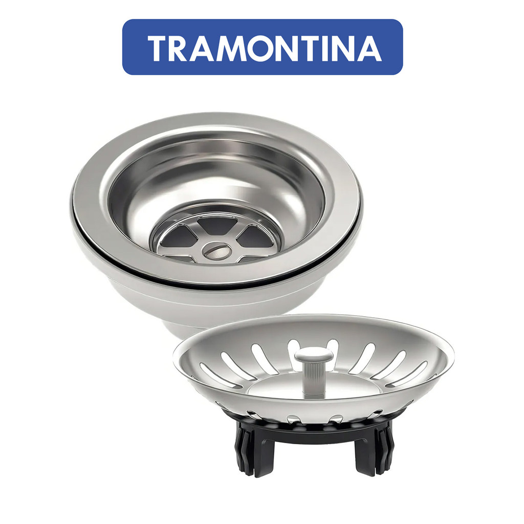 Válvula Completa 4 1/2 Ralo Sem Escape Pia Cuba Tanque Tramontina Original	 em Oferta na Shopee