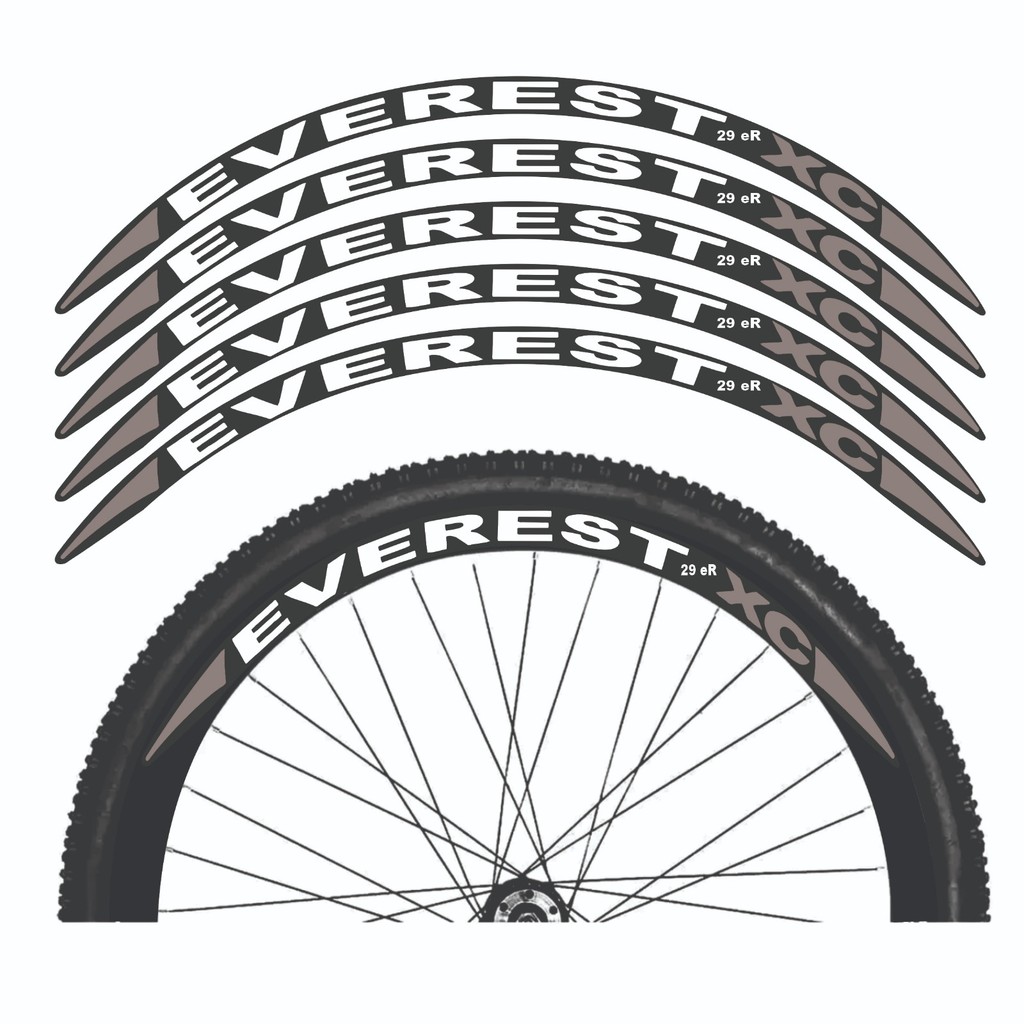 Adesivo para Bike Everest Cinza p/ Roda MTB Aro 26/29 – 8 Unidades - Fácil Aplicação