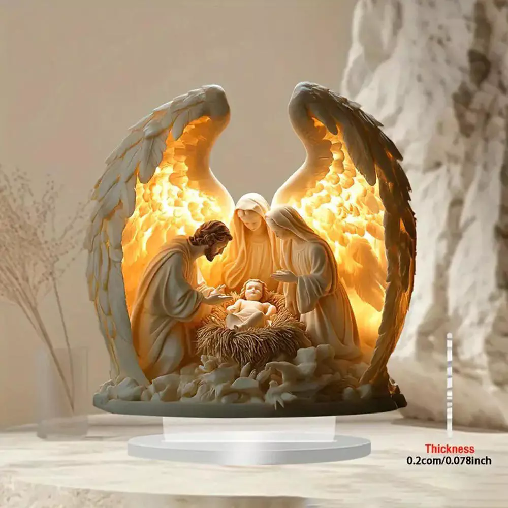 1 Peça 2D Enfeites De Presépio Acrílico De Natal Presentes Decorações Religiosos Católicos Cristãos Lembrancinhas De Fes — imagem 1