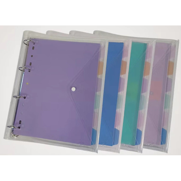 Fichário Universitário com Botão Tons Pásteis Com Bloco de Folhas e Divisórias ACP em Oferta na Shopee