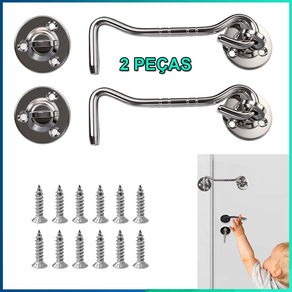 Fecho Trinco Aldrava 10.2x3.2cm 2 Unidades Trava De Olho Porta