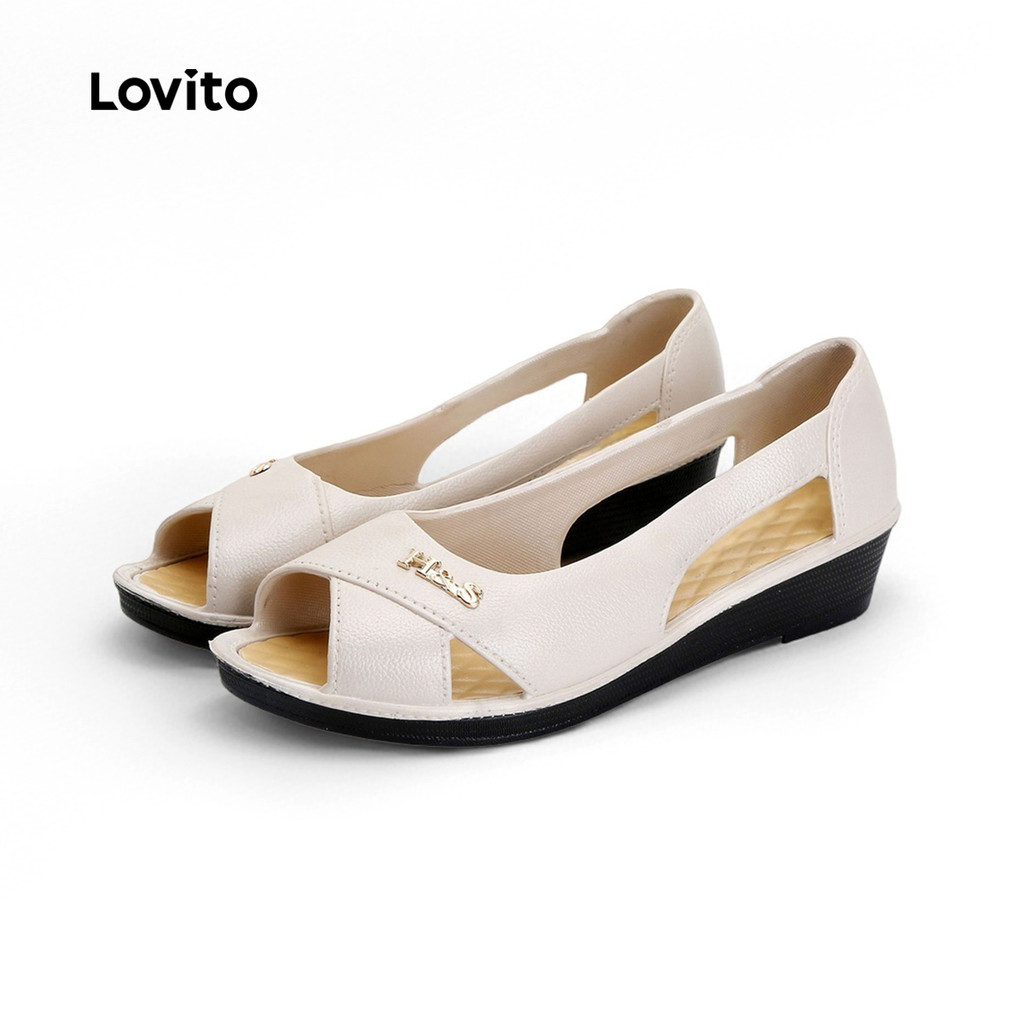 Lovito Sapatos Preppy Oxford Boca de Peixe Sapatos Simples de Mamãe para Todas As Estações pretos LFA85048 em Oferta na Shopee