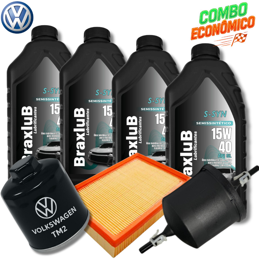 KIT TROCA DE ÓLEO 15W40 + FILTROS VW ( GOL G3 1.0 8V 2001 > 2003)