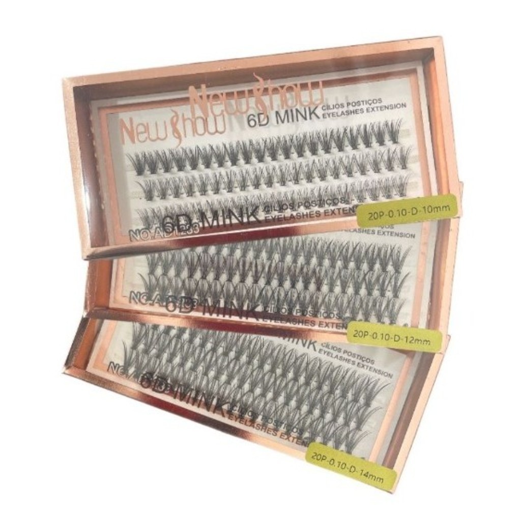GGUAN KIT 3 Caixas Cílios Postiços 6D MINK 10P/20P-Tufos sem Nó  NewShow em Oferta na Shopee
