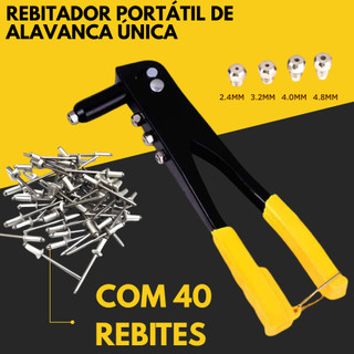 Alicate Rebitador com 40 Rebites Profissional Rebitadeira Manual 9,5 pol 24cm