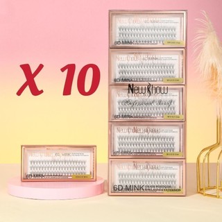 New Show KIT 10 Caixas Cílios Postiços 6D MINK-10P/20P/30P/40P - Tufos sem Nó