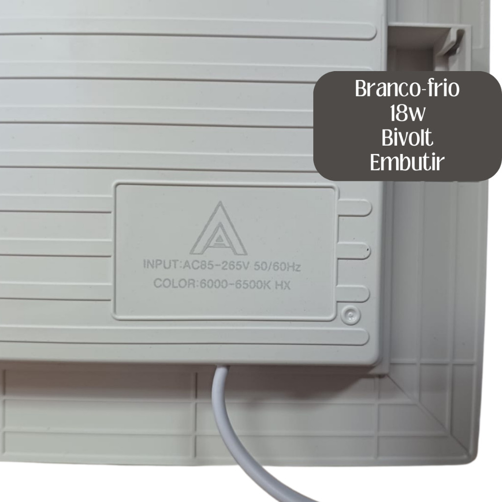 Kit 2 Painel Plafon Plafoiner Led 18w Embutir Quadrado LED Slim 6500k Branco Frio Bivolt