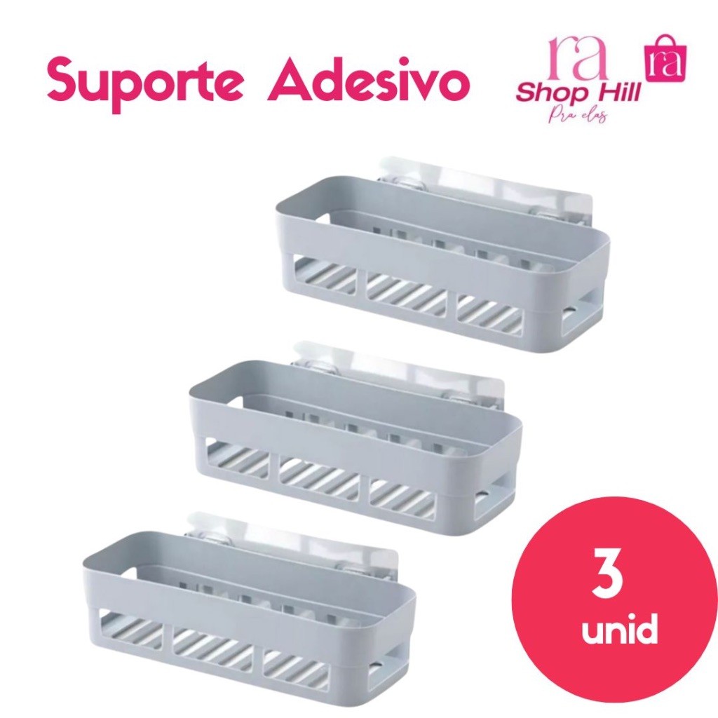 Kit Com 3 Suportes Organizadores Multiuso Com Adesivo Para Banheiro
