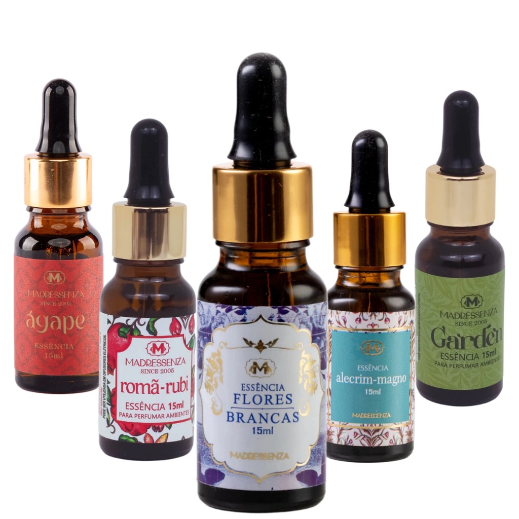 Essência concentrada Madressenza 15ml -  Flores Brancas - Ágape - Garden - Romã Rubi - Alecrim Magno em Oferta na Shopee
