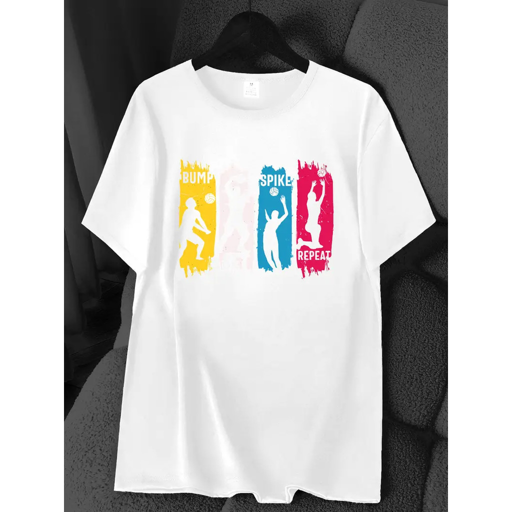 Camiseta Feminina "Jump Set Spike Repeat" Vôlei Voleibolistas 100% algodão