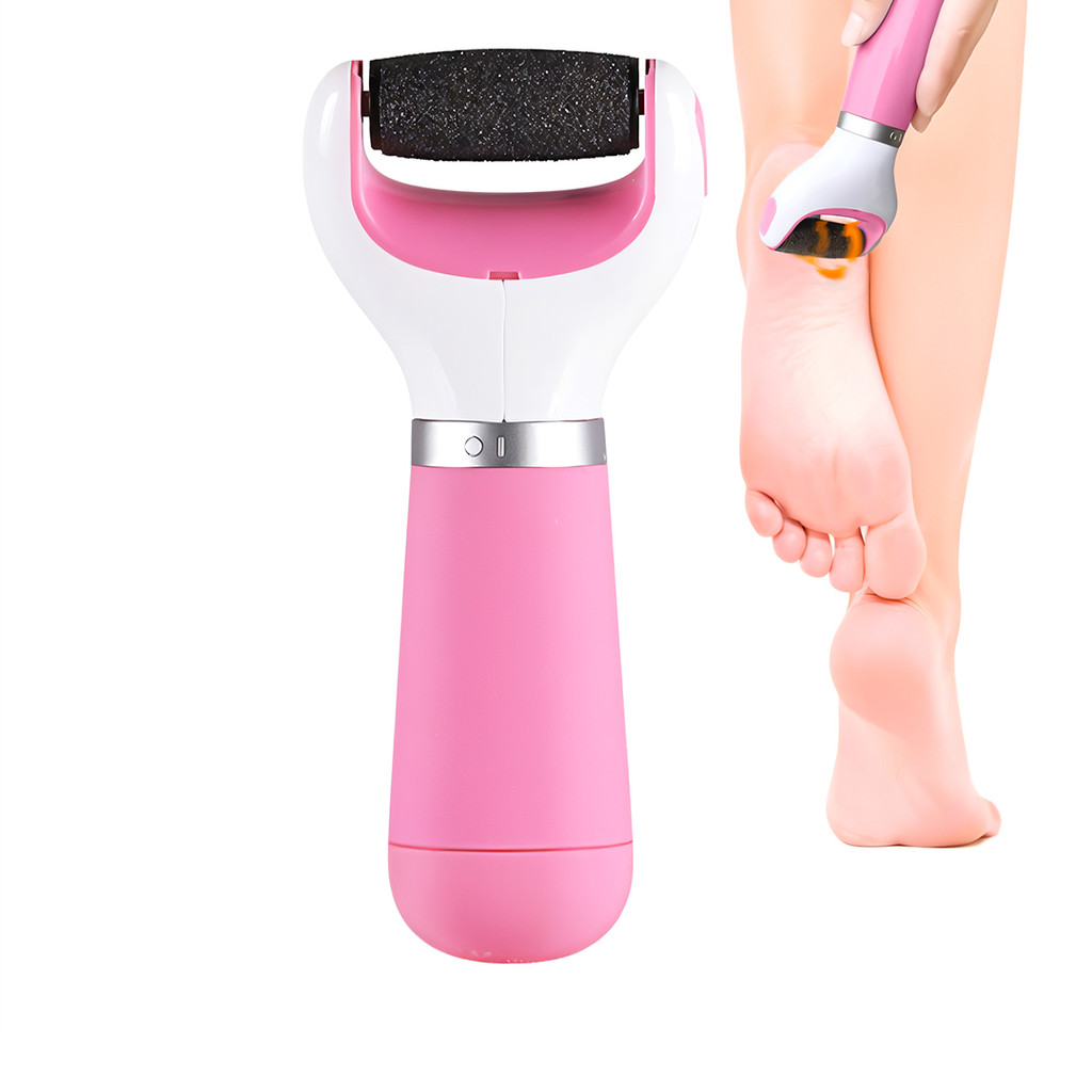 Lixa Elétrica Esfoliador de Pés Removedor de Calos Eletrônico à Pilha Portátil - Rosa