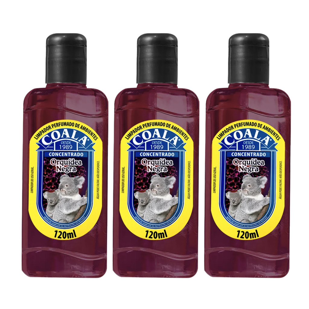 KIT C/3 LIMPADOR PERFUMADO COALA ORQUÍDEA NEGRA CONCENTRADO 120ML em Oferta na Shopee