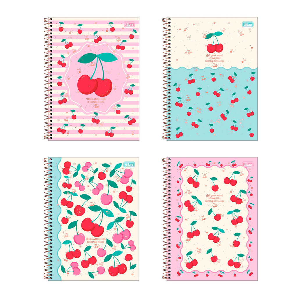 Caderno espiral capa dura universitário 1x1 80 folhas Amarena Tilibra