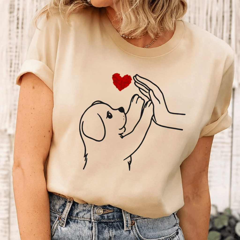 Camiseta Feminina Estampado com Love Dog T-Shit Blusinha