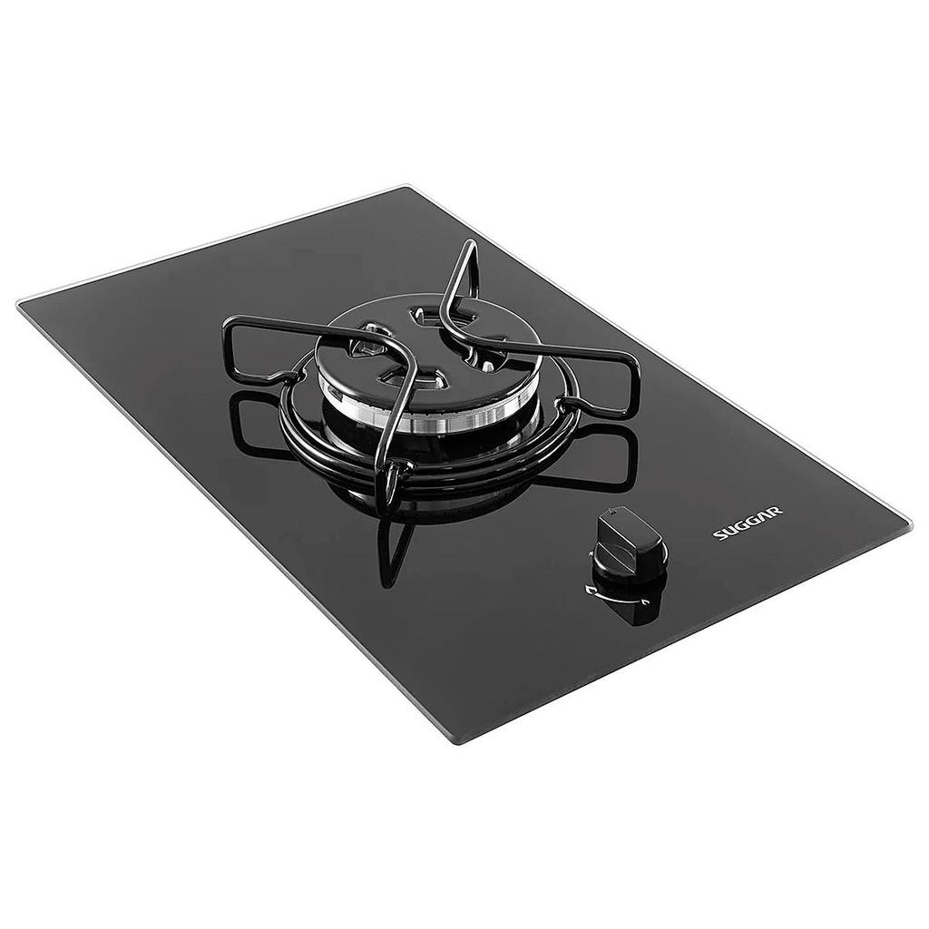 Cooktop 1 Boca Suggar Vidro Temperado Gás Tripla Chama Preto em Oferta na Shopee