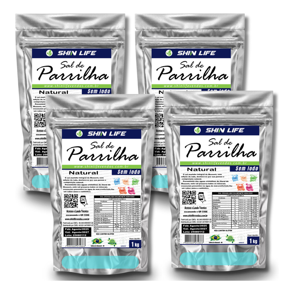 Sal De Parrilha 4kg Sem Iodo Sem Aditivos Granulado