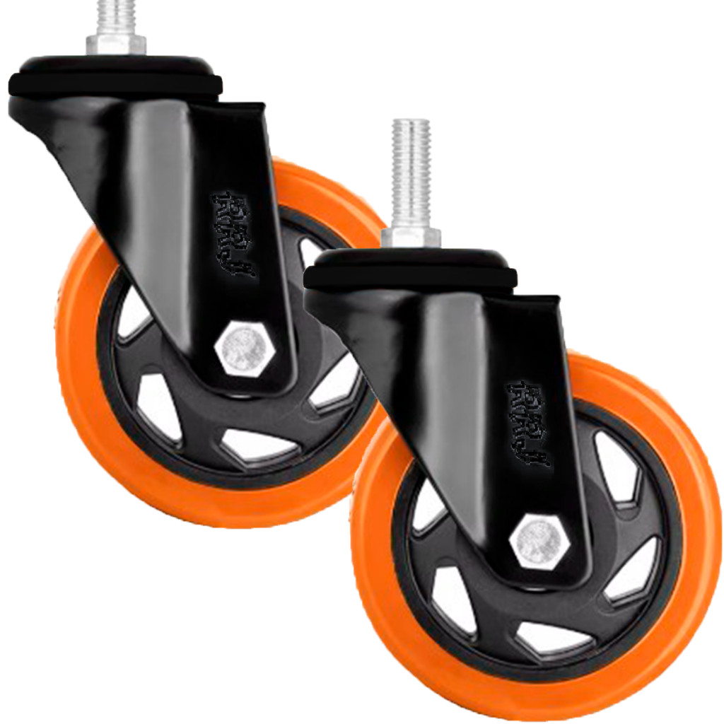 Kit 2 Rodizio Para Moveis Pesados Com Espiga Rodinhas Roda Grande 3" Polegadas Reforçada 75mm Rrj