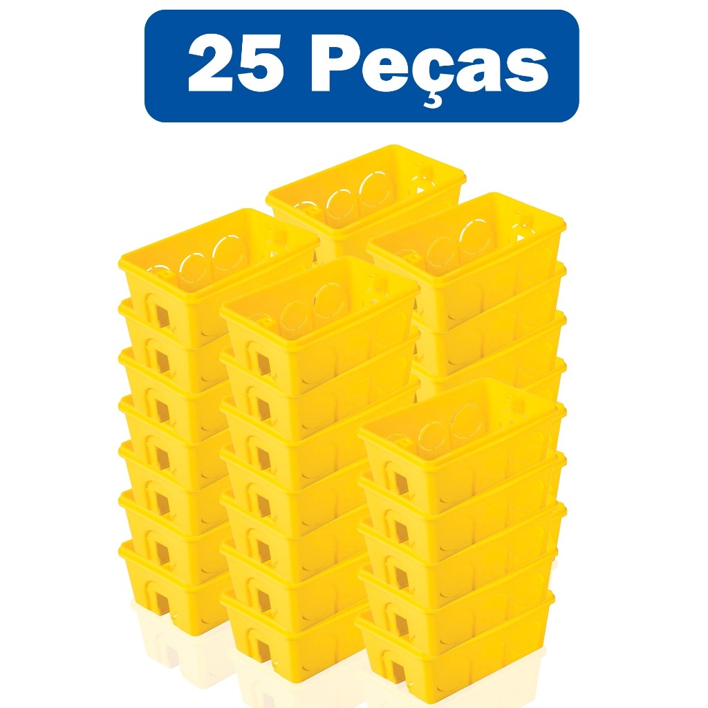 Caixa De Luz De Parede Tramontina 4x2 Kit Com 25 Unidades - Amarelo Tramontina
