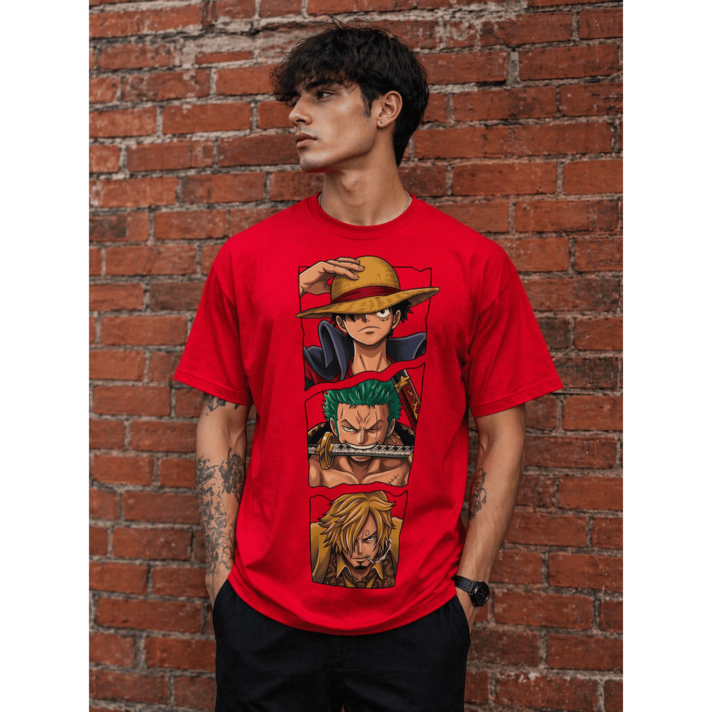 Camiseta Anime One Piece Luffy Estampada Personagens Pirata Masculina/Feminina 100% Algodão Casual Geek Streetwear.