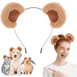 Gjinxi Faixa de Cabelo para Maquiagem com Orelhas de Urso, Faixa de Cabelo Marrom, Bonita, com Orelhas de Chapéu,