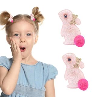 Presilhas de Cabelo de Coelhinho para Meninas, 2 Peças de Acessórios de Cabelo Rosa Brilhante para Páscoa, Presilhas de 