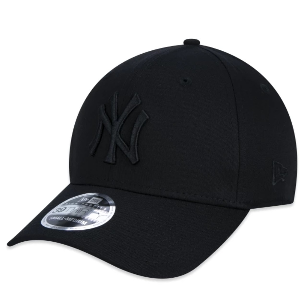 BONÉ NEW ERA 39THIRTY NEW YORK YANKEES MLB PRETO — STRETCH FIT (AJUSTE SEM FECHO