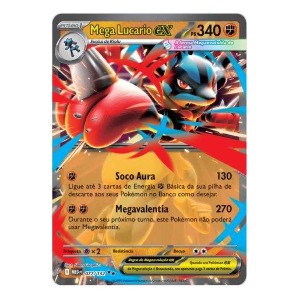 Carta Pokémon Mega Lucario Ex Megaevolução/heróis Excelsos