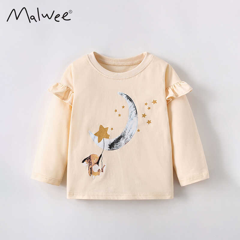 Camiseta feminina de manga comprida 2026 primavera outono novo estilo elegante algodão puro estampado Casual Top europeu