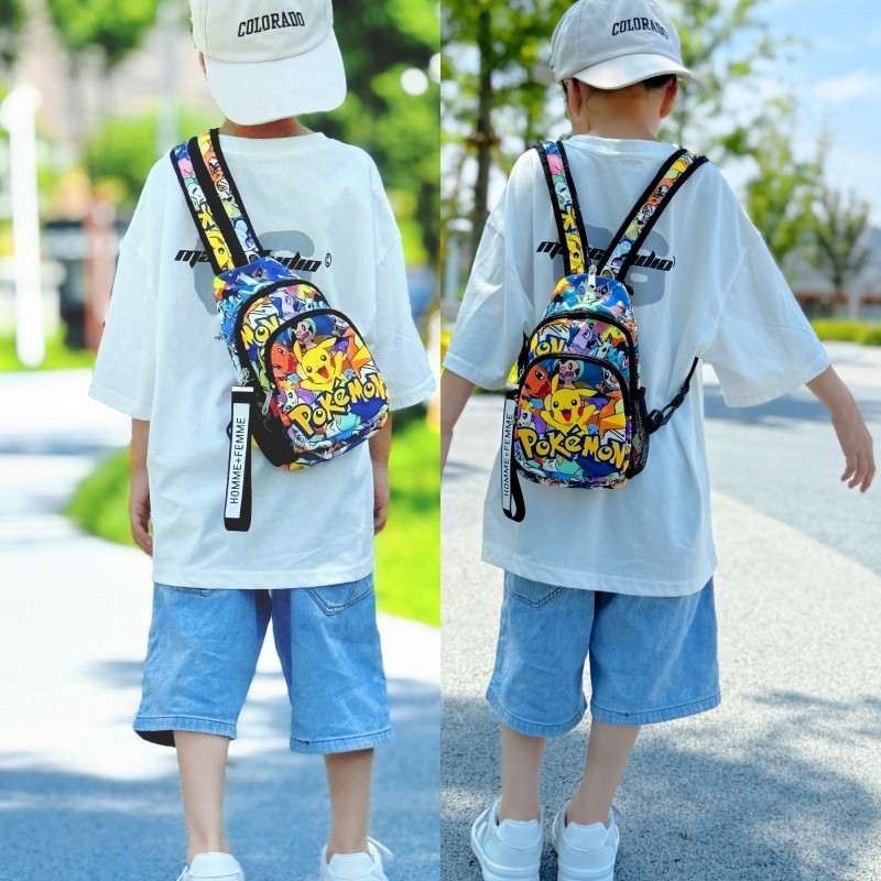 Novo saco de peito menino saco do mensageiro moda pequeno na moda menino Outing mochila bebê criança saco Pokémon P