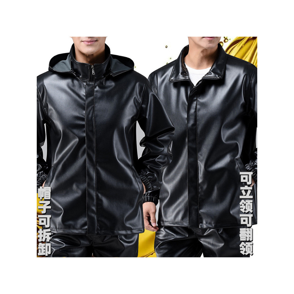Roupas de couro masculinas roupas de couro estilo único primavera outono roupas de trabalho remoção capuz à prova de óle